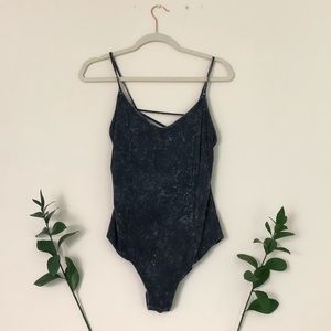 American Eagle Acid Washed Gray Bodysuit